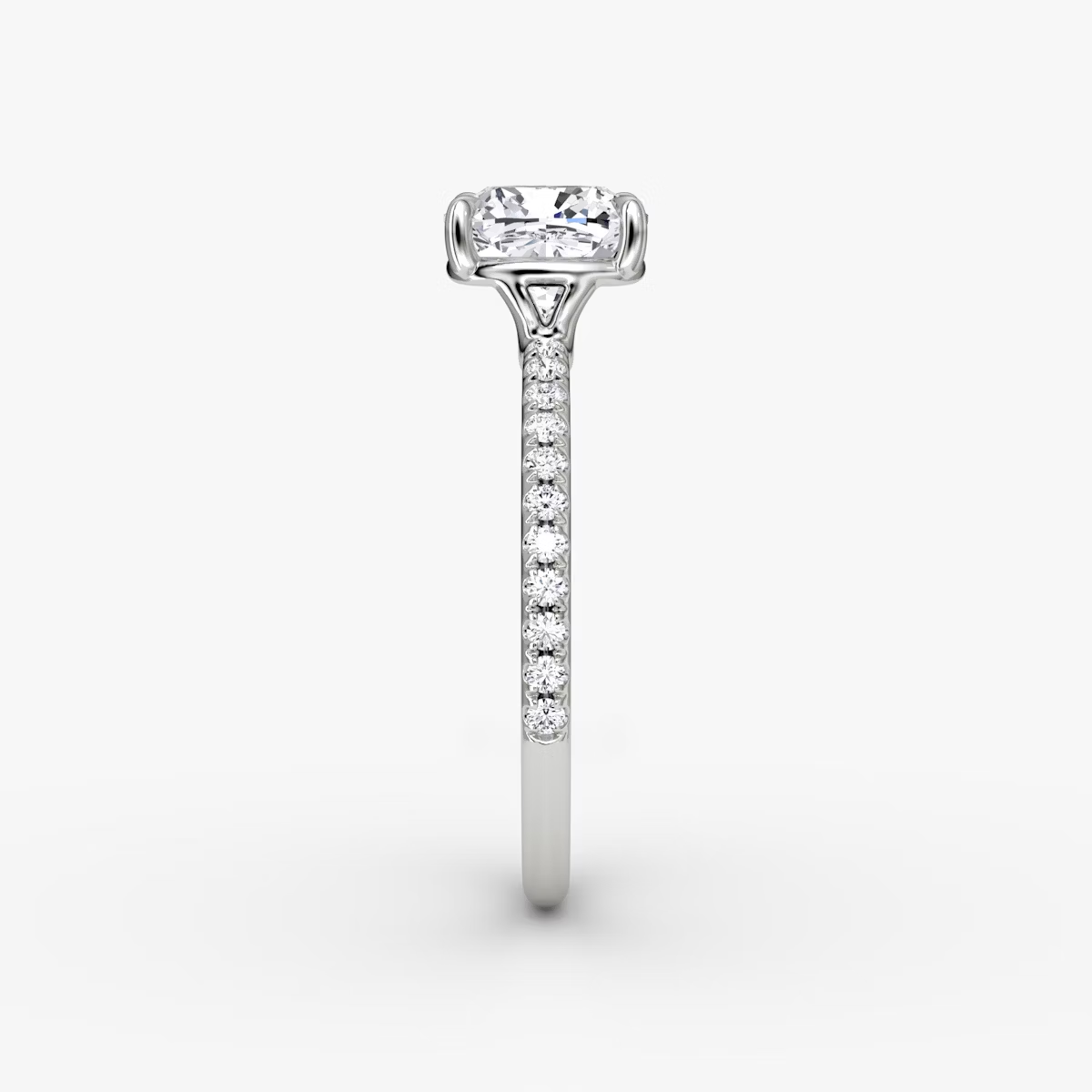 The Signature Cushion Engagement Ring in Pave Standard Band
