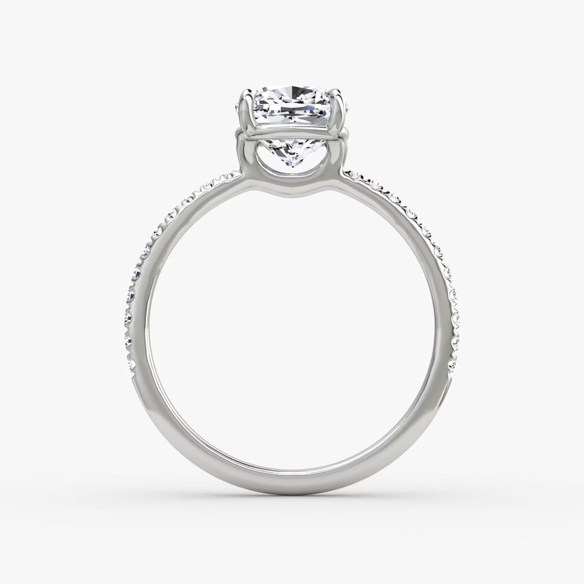 The Signature Cushion Engagement Ring in Pave Standard Band