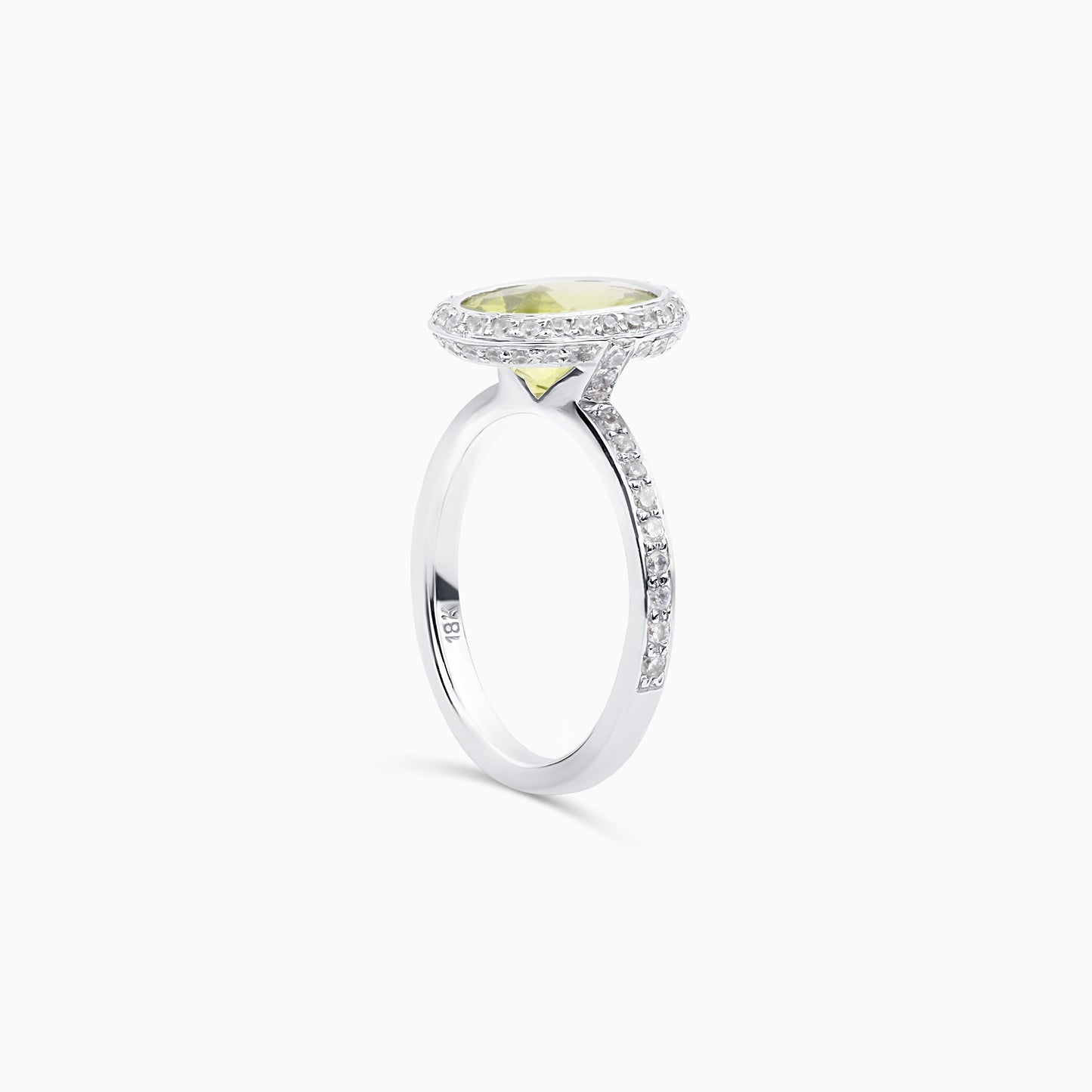 Fine Oval Peridot with Diamond Halo (Ready to Ship)