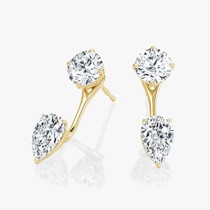 Round Solitaire Stud & Pear Ear Jacket