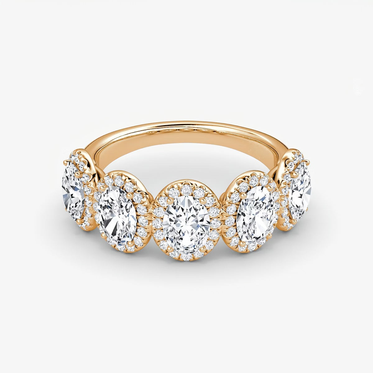 Oval Five Stone Halo Band