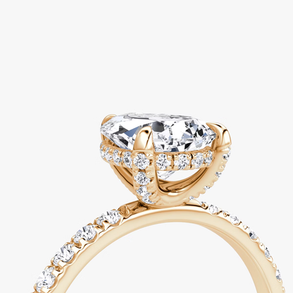 The Classic Hidden Halo Pear Engagement Ring in Pave Standard Band