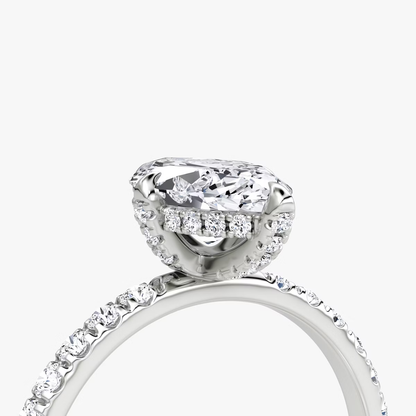 The Classic Hidden Halo Marquise Engagement Ring in Pave Standard Band