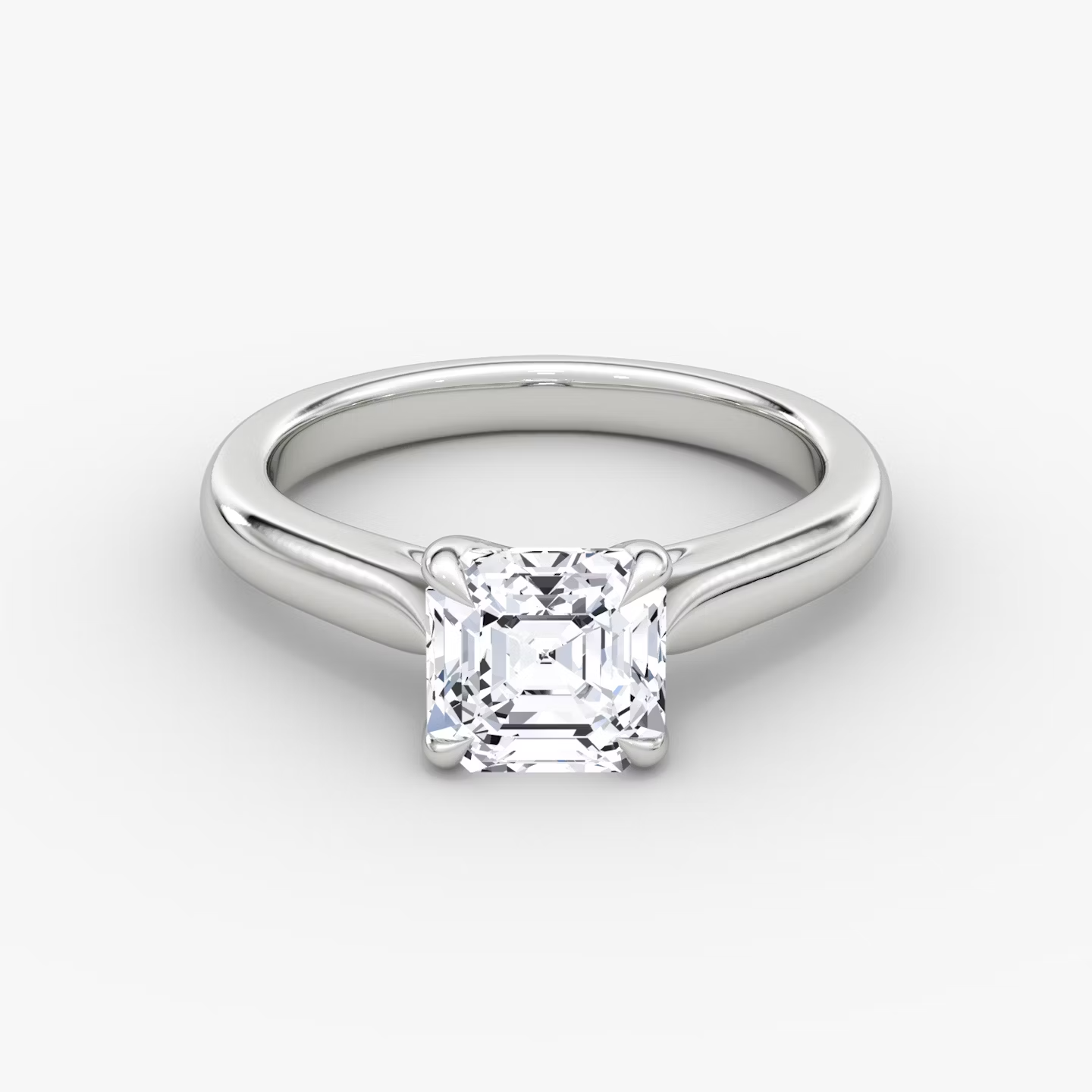 Trellis Cathedral Asscher Plain Engagement Ring