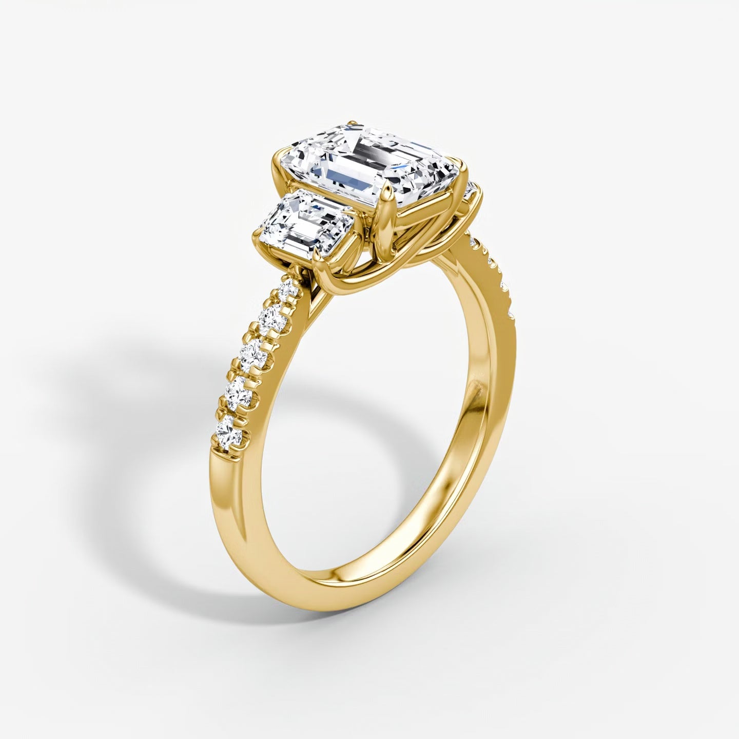 Trellis Three Stone Princess Pave Engagement Ring