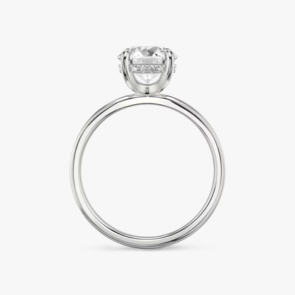 The Classic Hidden Halo Round Brilliant Engagement Ring in Plain Standard Band and Plain Prong