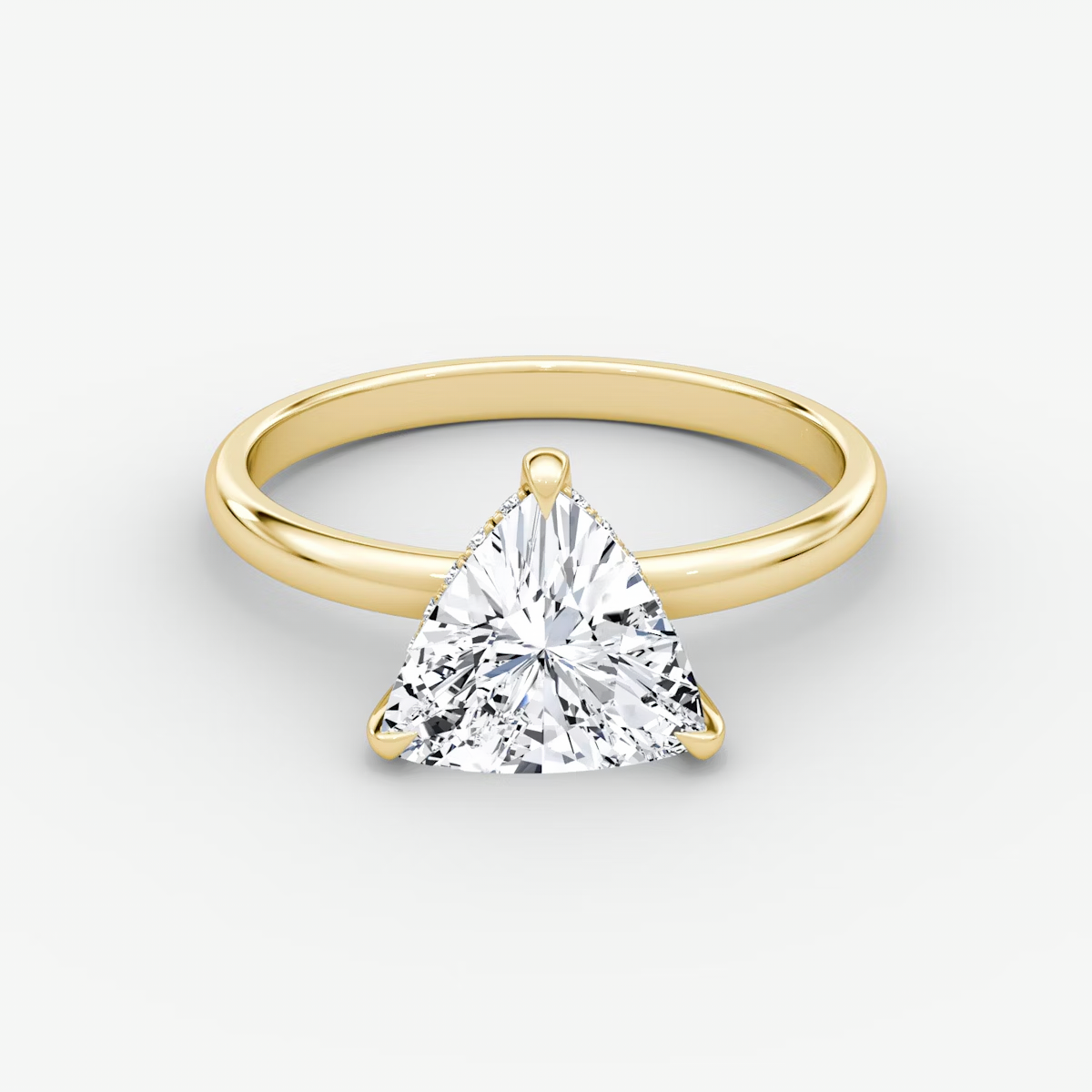 The Classic Hidden Halo Trillion Engagement Ring in Plain Large Band