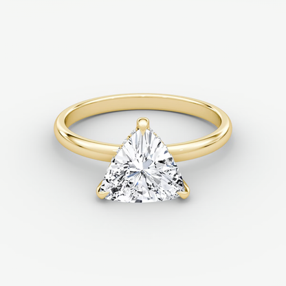 The Classic Hidden Halo Trillion Engagement Ring in Plain Large Band