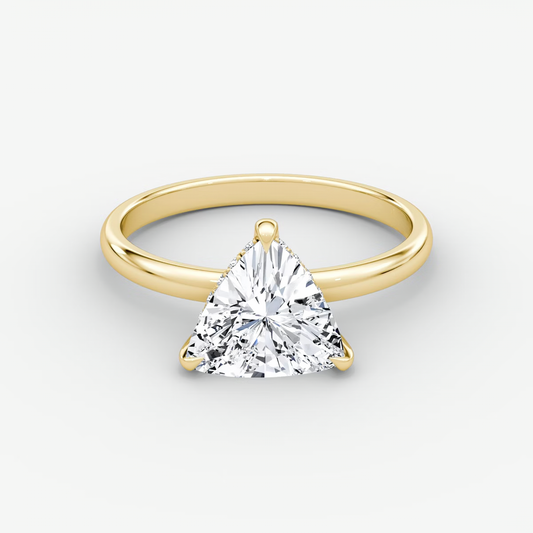 The Classic Hidden Halo Trillion Engagement Ring in Plain Large Band