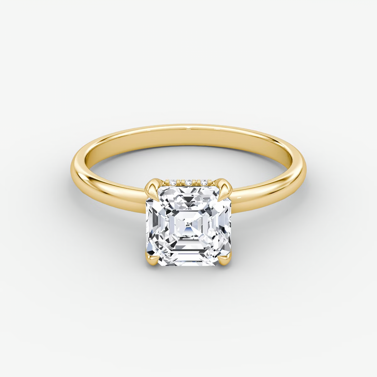 The Classic Hidden Halo Asscher Engagement Ring in Plain Large Band