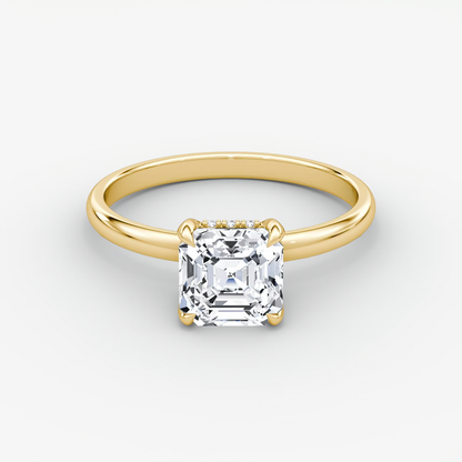 The Classic Hidden Halo Asscher Engagement Ring in Plain Large Band