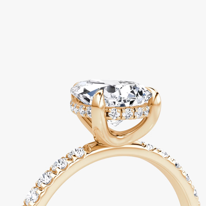 The Classic Hidden Halo Pear Engagement Ring in Pave Large Band