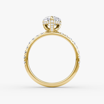 The Classic Hidden Halo Pear Engagement Ring in Pave Large Band