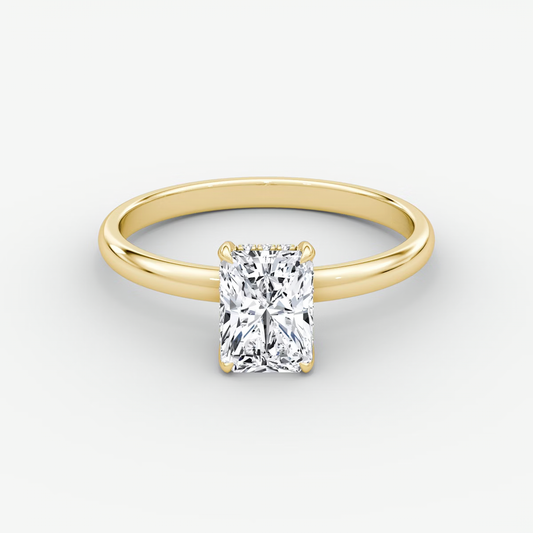 The Classic Hidden Halo Radiant Engagement Ring in Plain Large Band