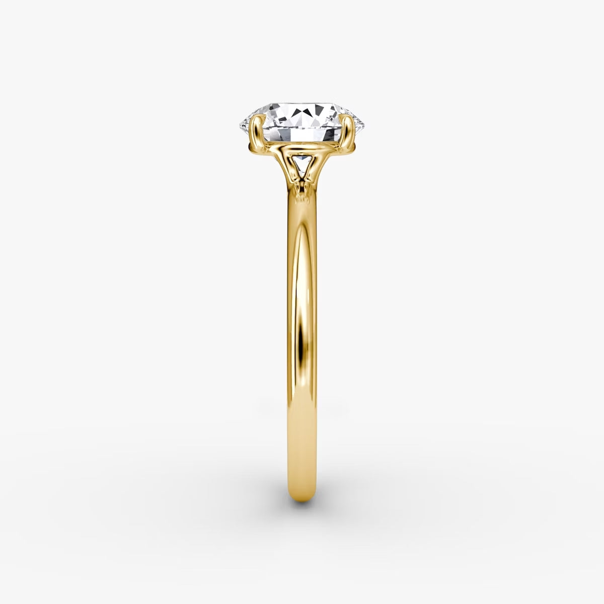 The Signature Round Brilliant Engagement Ring in Plain Standard Band and Plain Setting Style