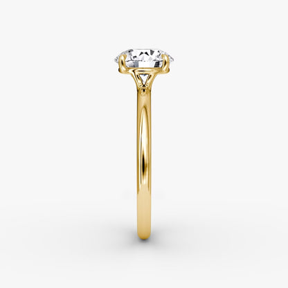 The Signature Round Brilliant Engagement Ring in Plain Standard Band and Plain Setting Style