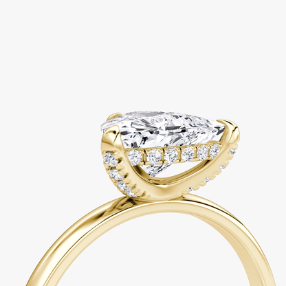 The Classic Hidden Halo Trillion Engagement Ring in Plain Large Band