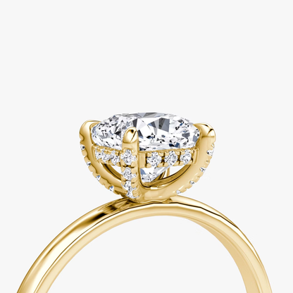 The Classic Hidden Halo Cushion Engagement Ring in Plain Standard Band