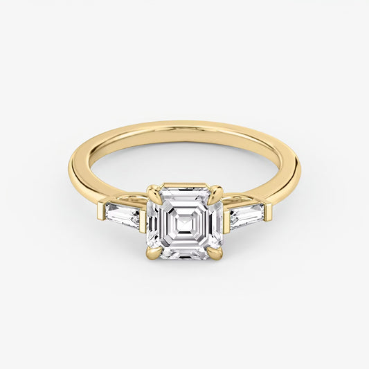 Three Stone Engagement Ring Plain in Asscher