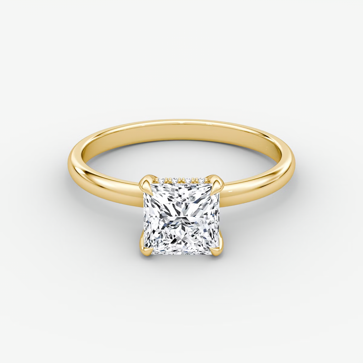 The Classic Hidden Halo Princess Engagement Ring in Plain Large Band