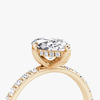 The Classic Hidden Halo Marquise Engagement Ring in Pave Large Band