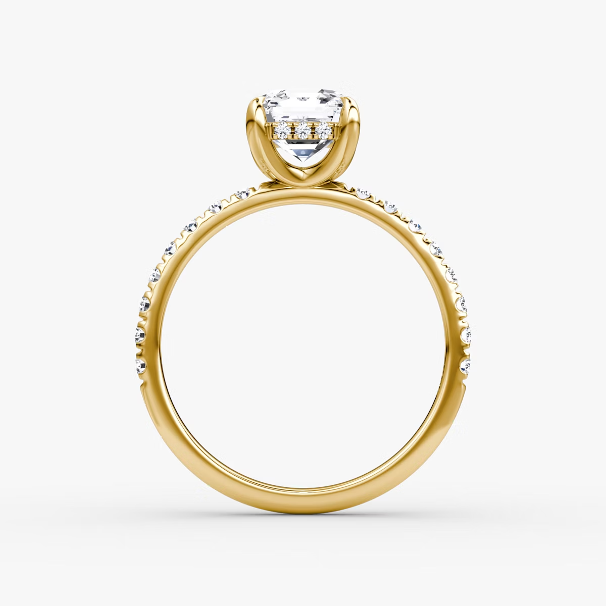 The Classic Hidden Halo Princess Engagement Ring in Pave Standard Band