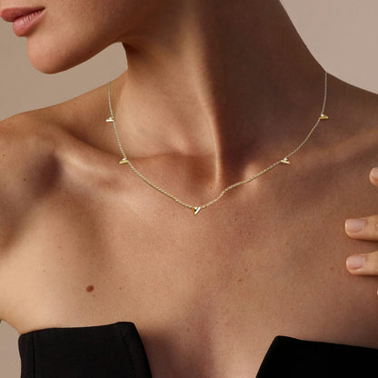 Petite V Station Necklace