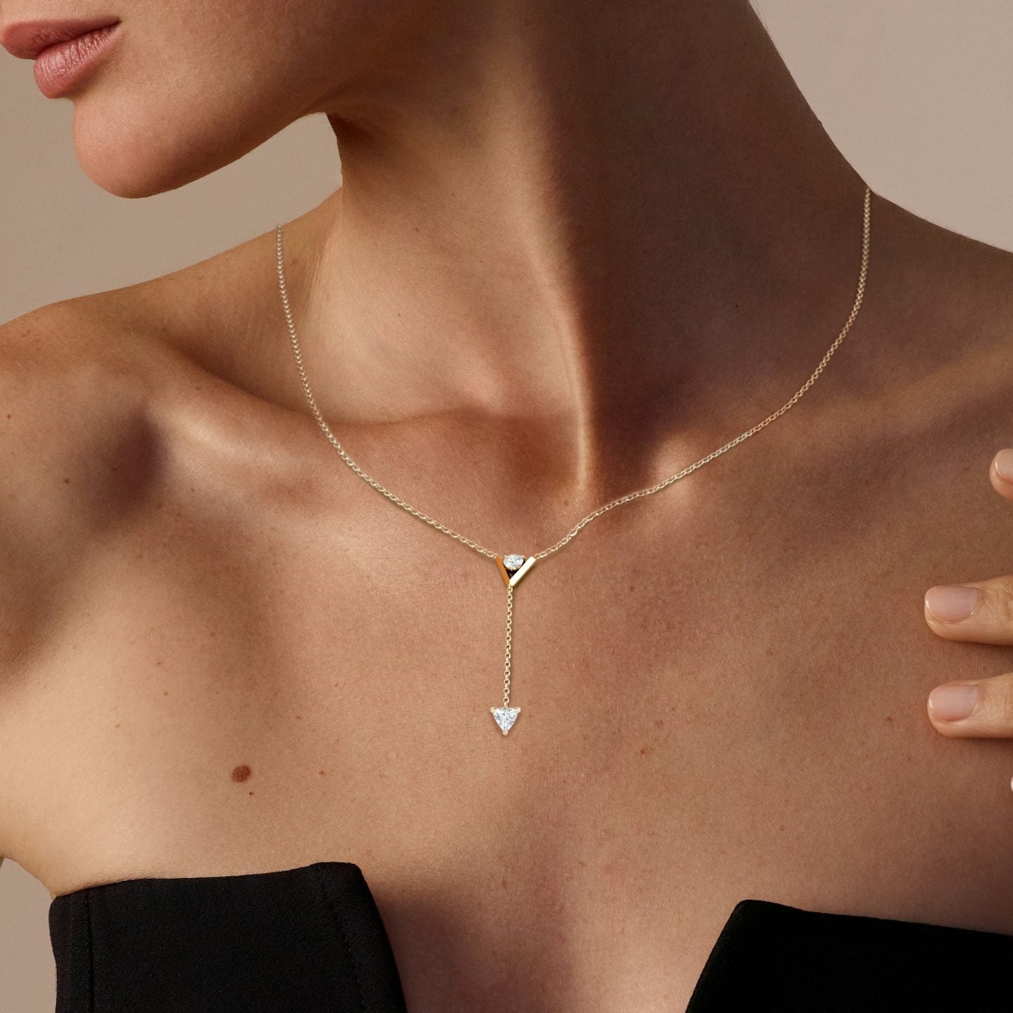 V Duo Lariat Necklace