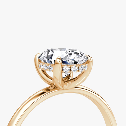 The Classic Hidden Halo Oval Engagement Ring in Plain Large Band