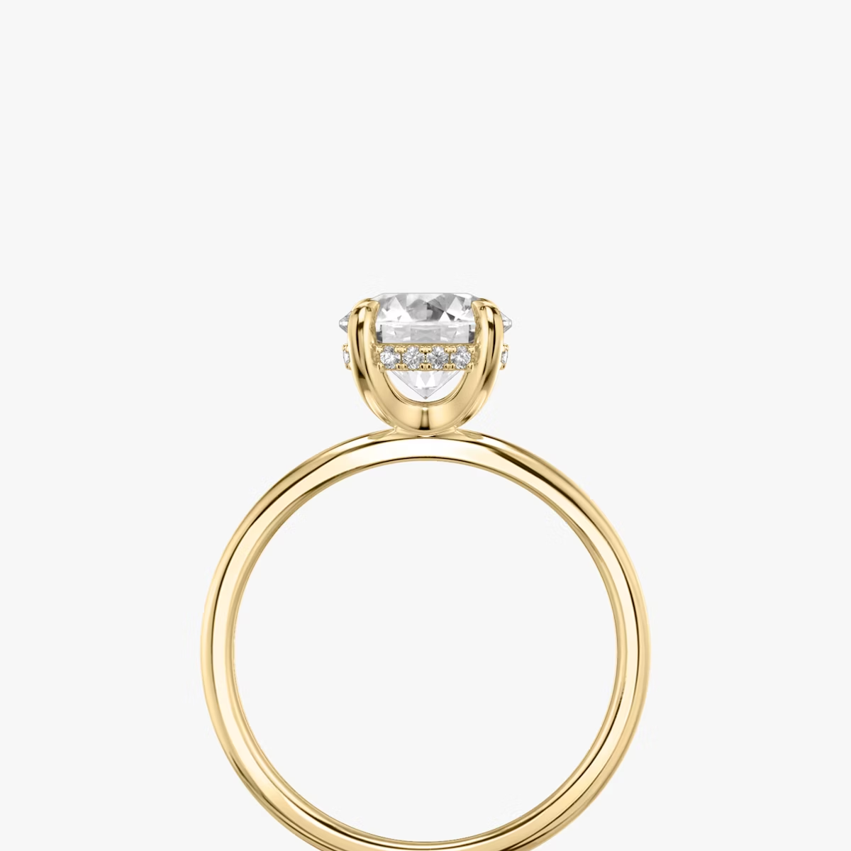 The Classic Hidden Halo Round Brilliant Engagement Ring in Plain Large Band and Plain Prong