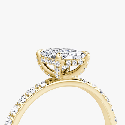 The Classic Hidden Halo Radiant Engagement Ring in Pave Standard Band