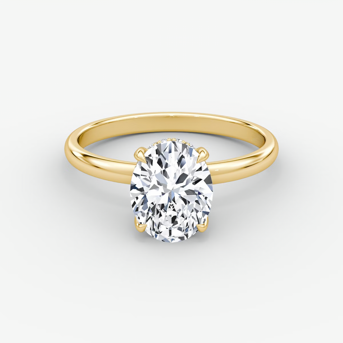 The Classic Hidden Halo Oval Engagement Ring in Plain Large Band