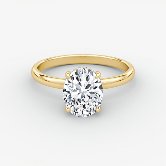 The Classic Hidden Halo Oval Engagement Ring in Plain Large Band