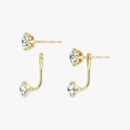 Round Solitaire Stud & Round Ear Jacket