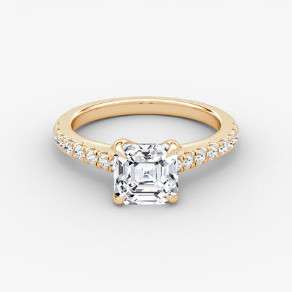 Trellis Cathedral Asscher Pave Engagement Ring