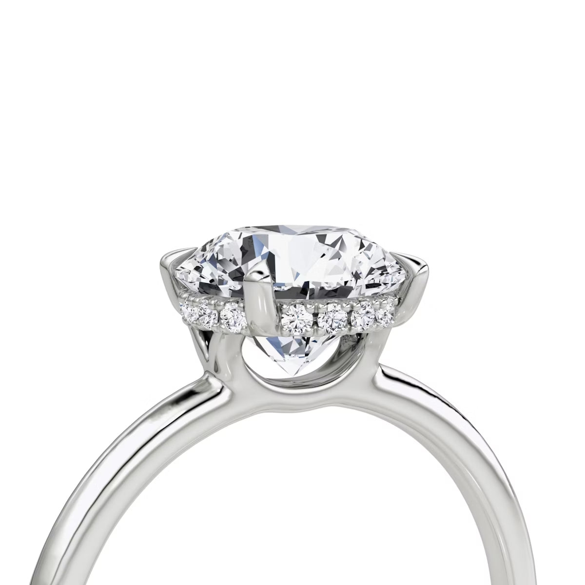 The Signature Round Brilliant Engagement Ring in Plain Standard Band and Hidden Halo Setting Style