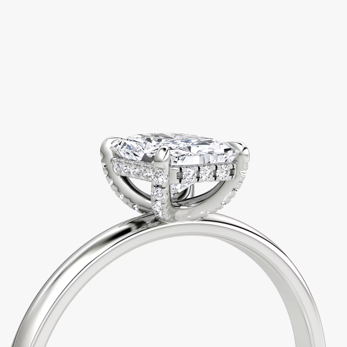 The Classic Hidden Halo Radiant Engagement Ring in Plain Standard Band