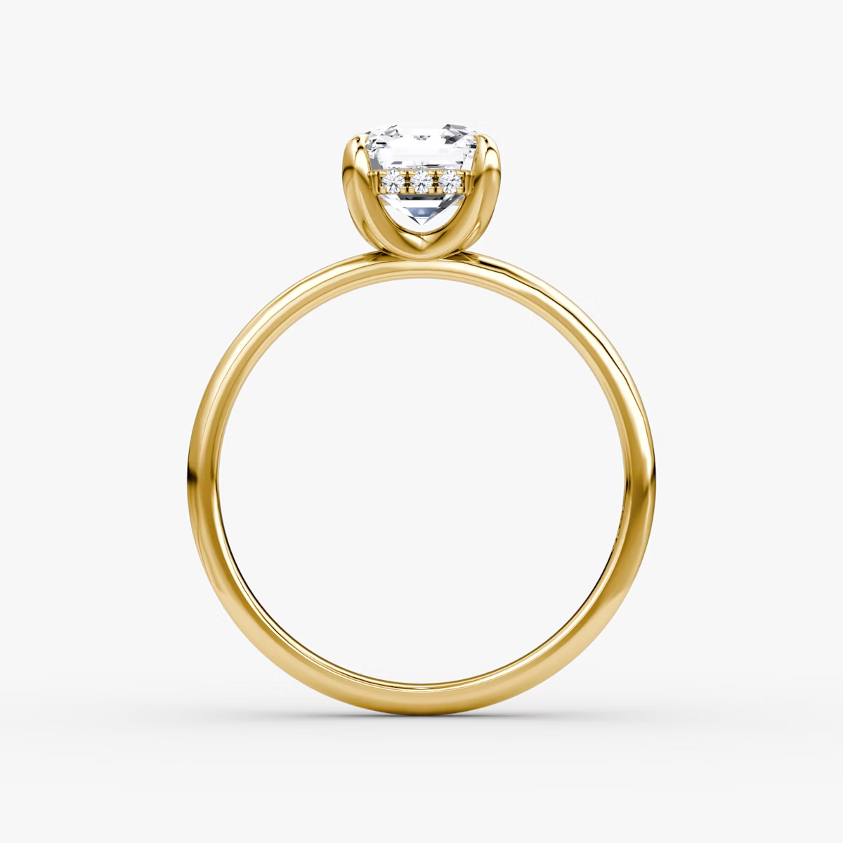 The Classic Hidden Halo Asscher Engagement Ring in Plain Standard Band