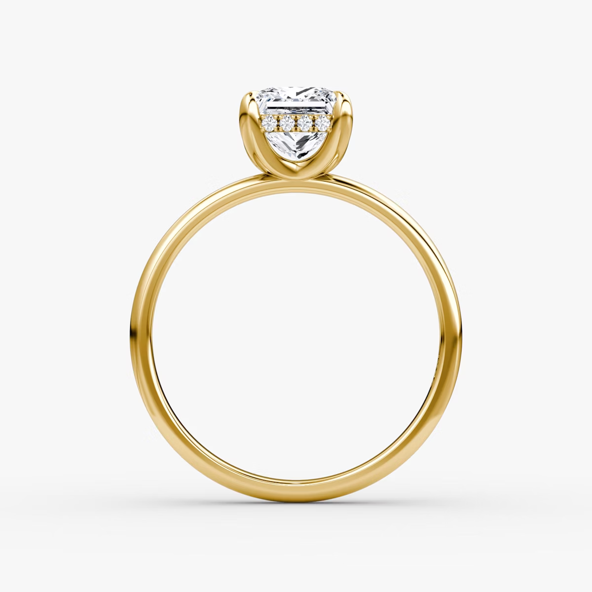 The Classic Hidden Halo Princess Engagement Ring in Plain Large Band