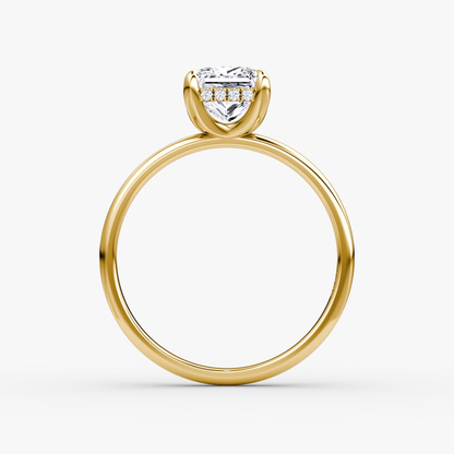 The Classic Hidden Halo Princess Engagement Ring in Plain Large Band