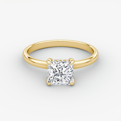 The Classic Hidden Halo Princess Engagement Ring in Plain Standard Band