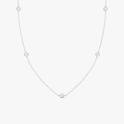 Bezel Station Necklace in Sterling Silver