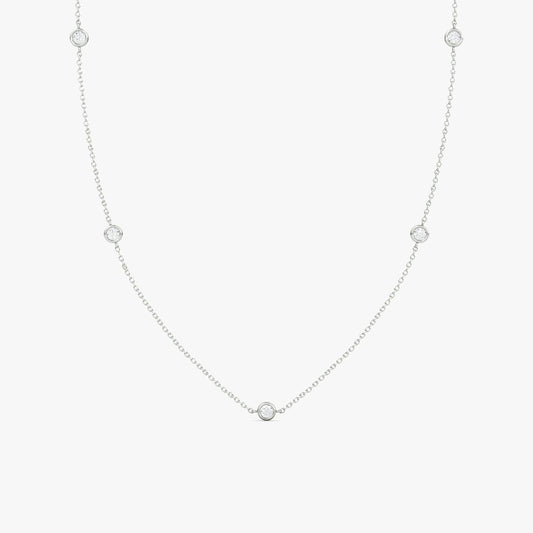 Bezel Station Necklace in Sterling Silver