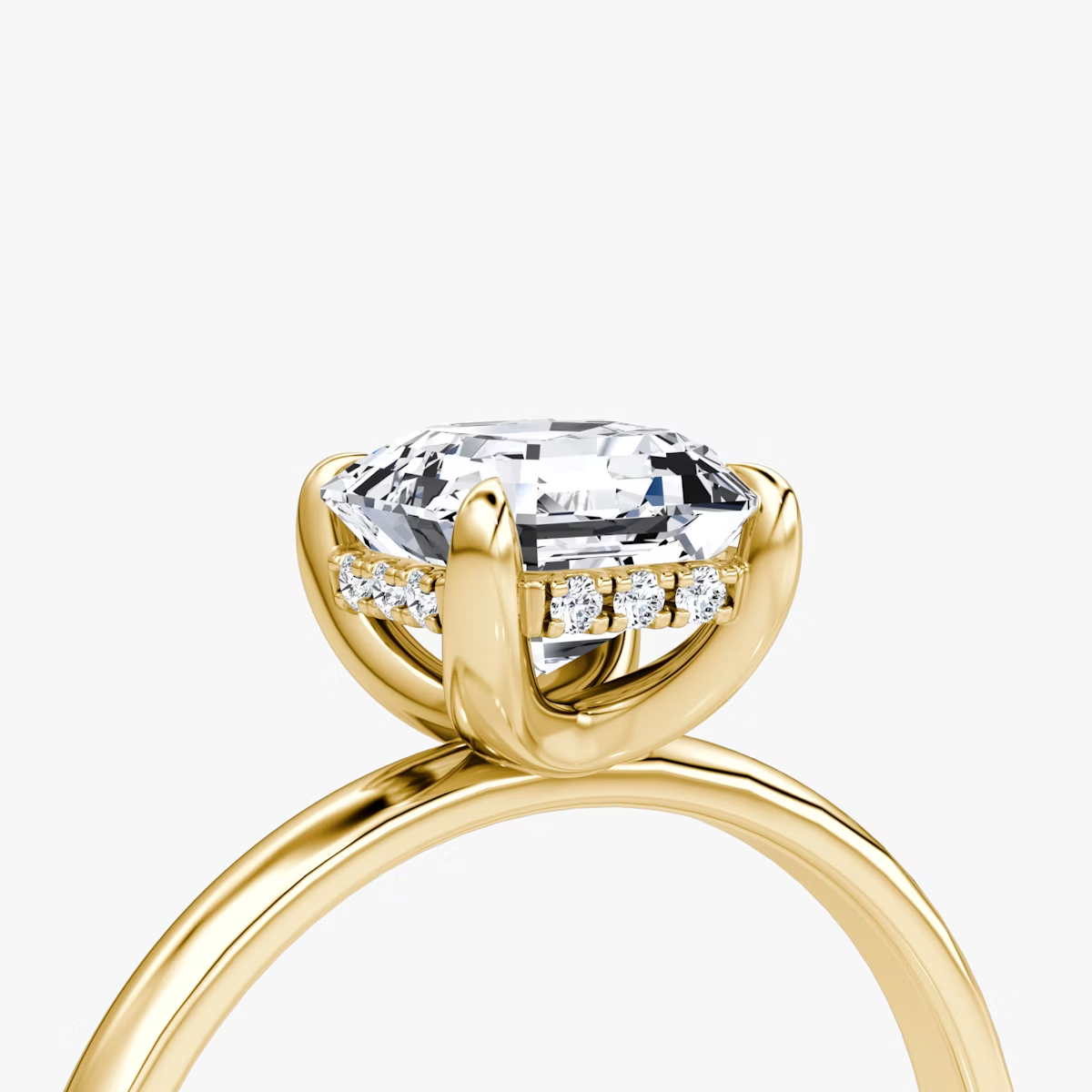 The Classic Hidden Halo Asscher Engagement Ring in Plain Large Band