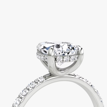 The Classic Hidden Halo Pear Engagement Ring in Pave Large Band