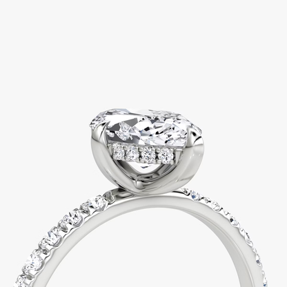 The Classic Hidden Halo Marquise Engagement Ring in Pave Large Band