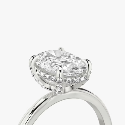 The Classic Hidden Halo Oval Engagement Ring in Plain Standard Band