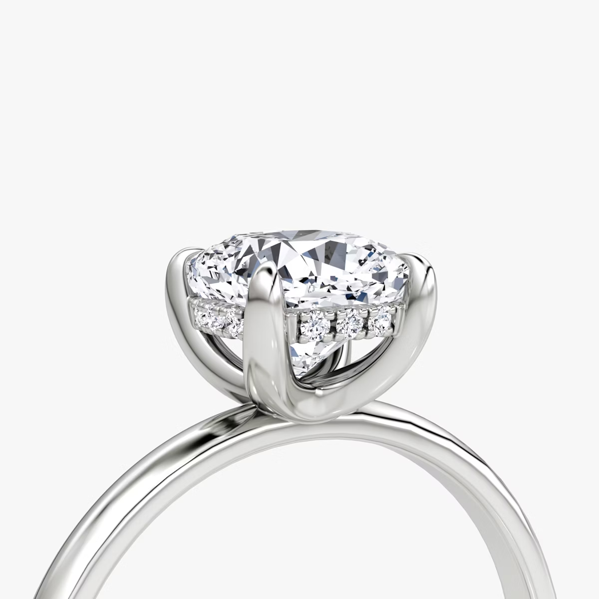 The Classic Hidden Halo Cushion Engagement Ring in Plain Standard Band