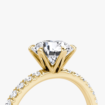 The V Round Brilliant Engagement Ring in Pave Band