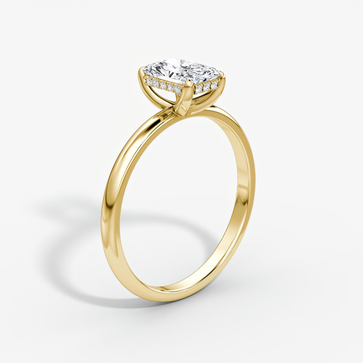 The Classic Hidden Halo Radiant Engagement Ring in Plain Standard Band